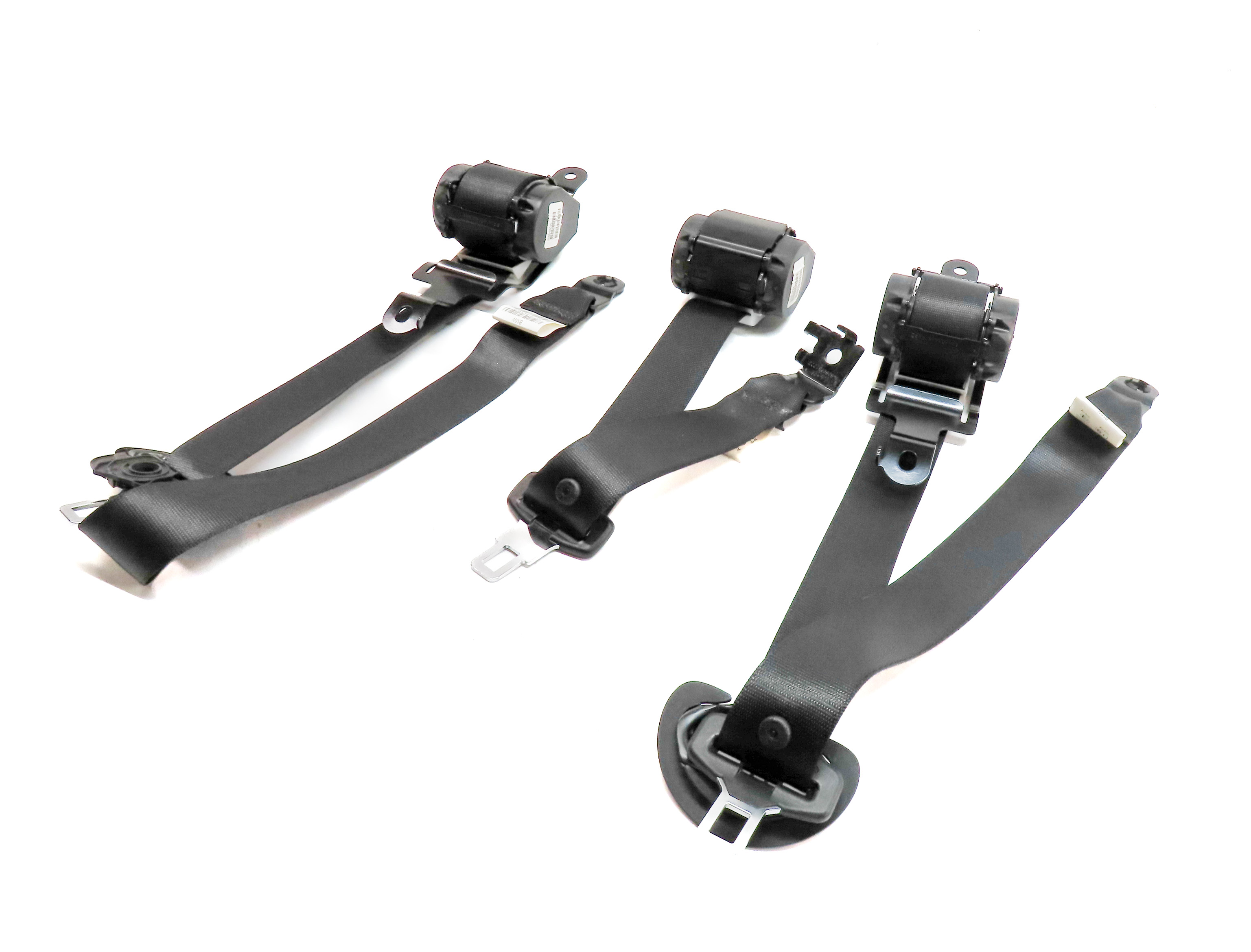 12 BMW X5 (E70) REAR 2ND ROW LEFT CENTER RIGHT SEATBELT RETRACTOR SET/3 (Black) — exact item pictured